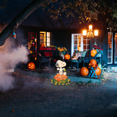 PRODUCTWORKS in-yard at night with glow, creates welcoming Halloween ambiance for visitors