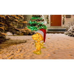 PRODUCTWORKS Woodstock illuminated at night displaying 35 clear mini lights and warm holiday glow