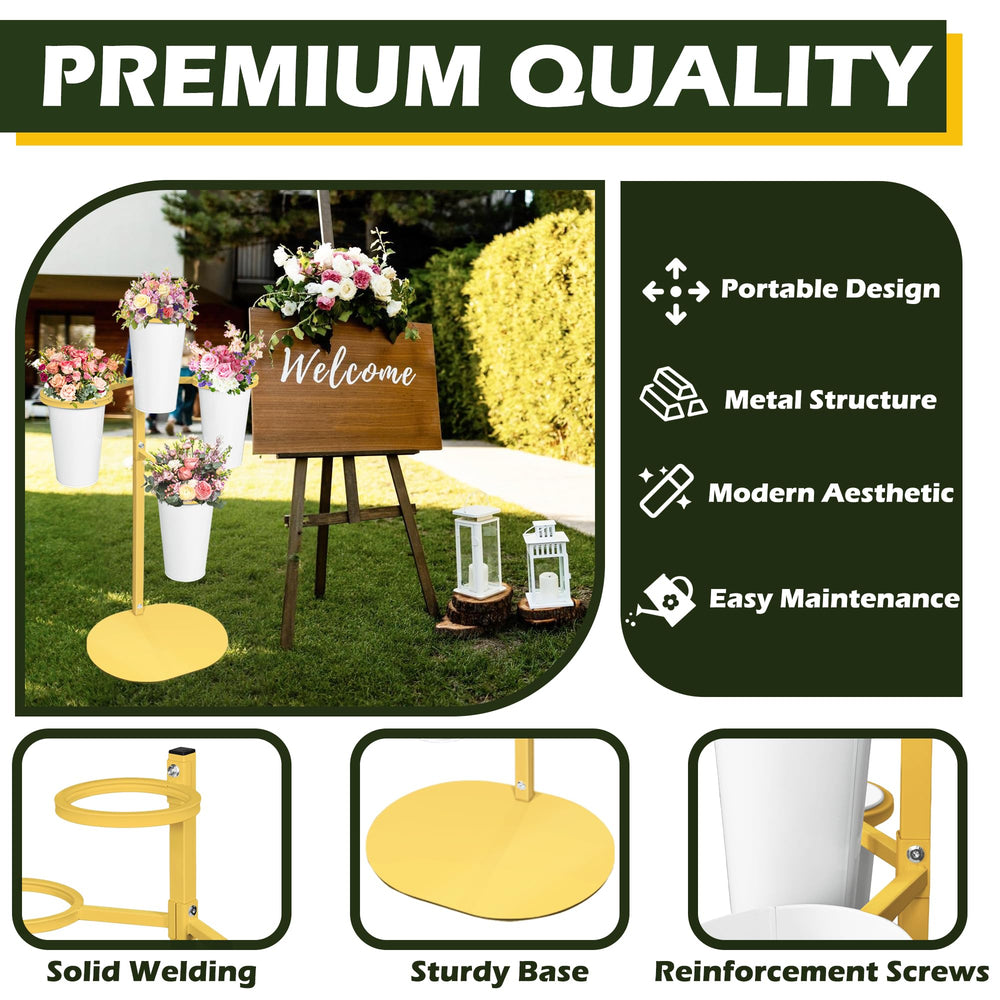 PROLEE buckets filled with mixed bouquets illustrating decorative impact