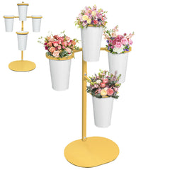 PROLEE front view of 4-bucket gold flower stand showing elegant display benefit