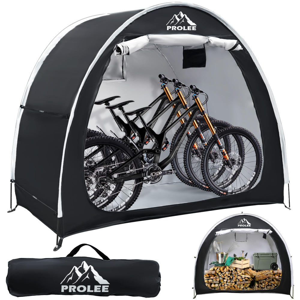 PROLEE front view of bike shed showing full bike protection