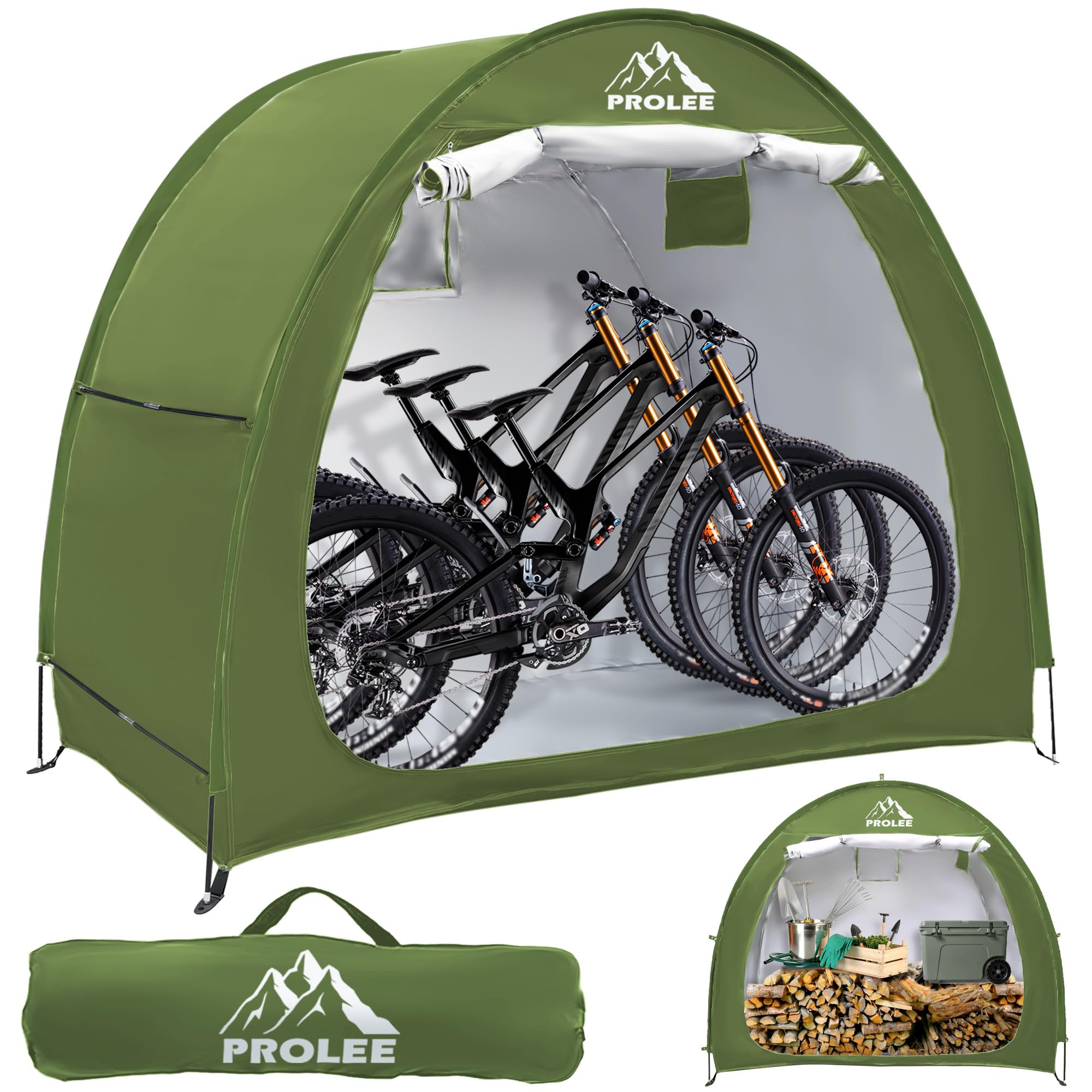 PROLEE front view of bike tent showing full coverage and quick access