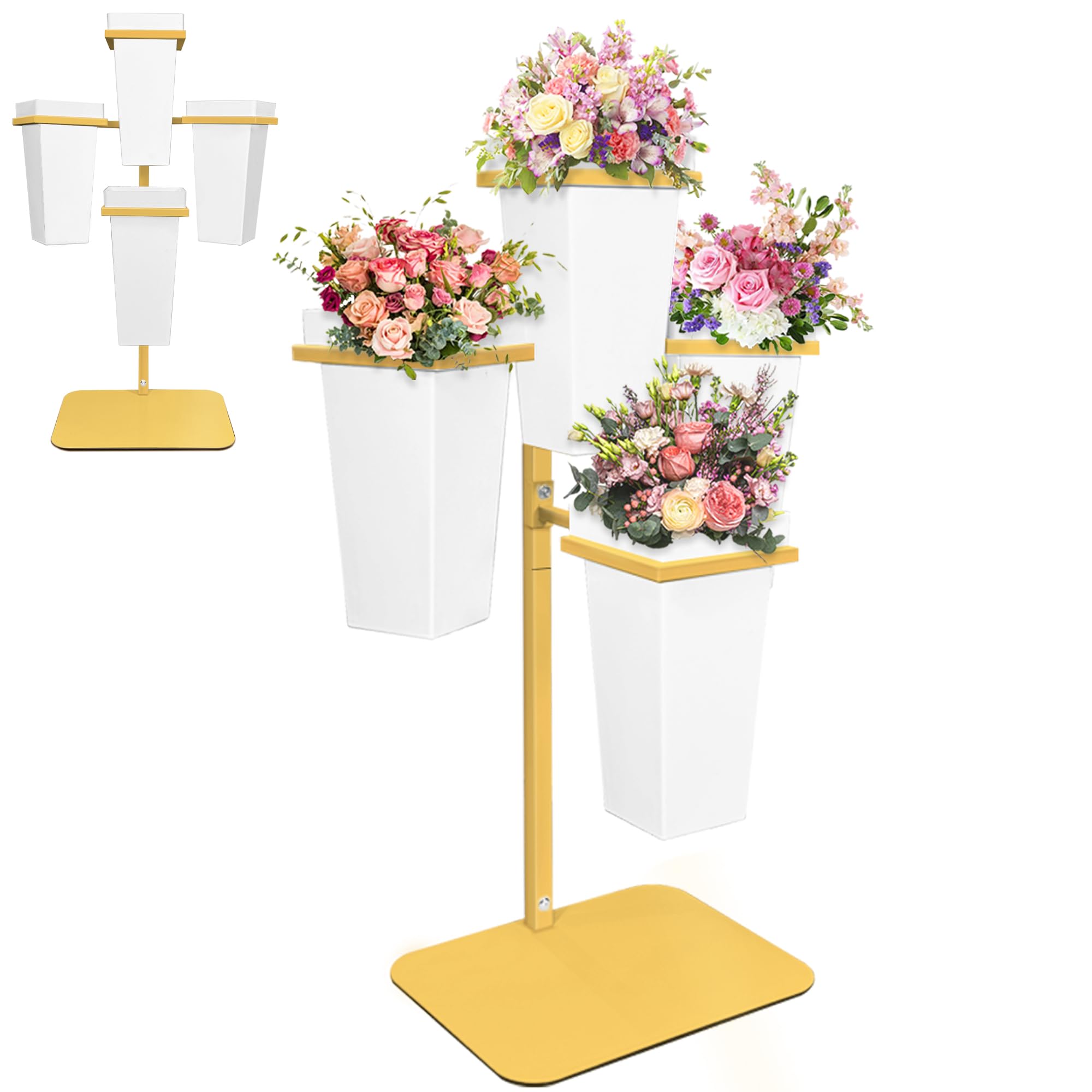 PROLEE front view of white multi-tier stand showing elegant display and stability