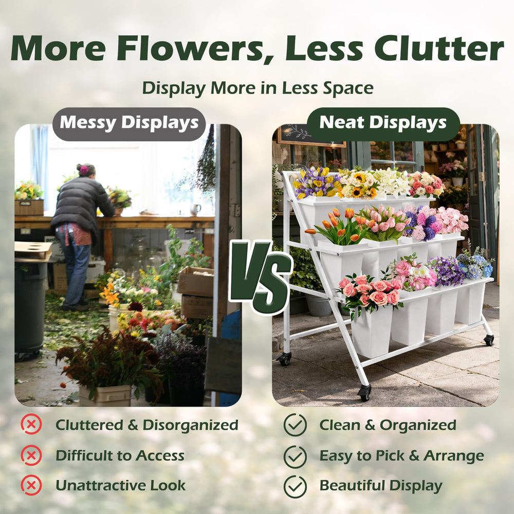 PROLEE cart staged with bouquets demonstrating professional presentation and charm