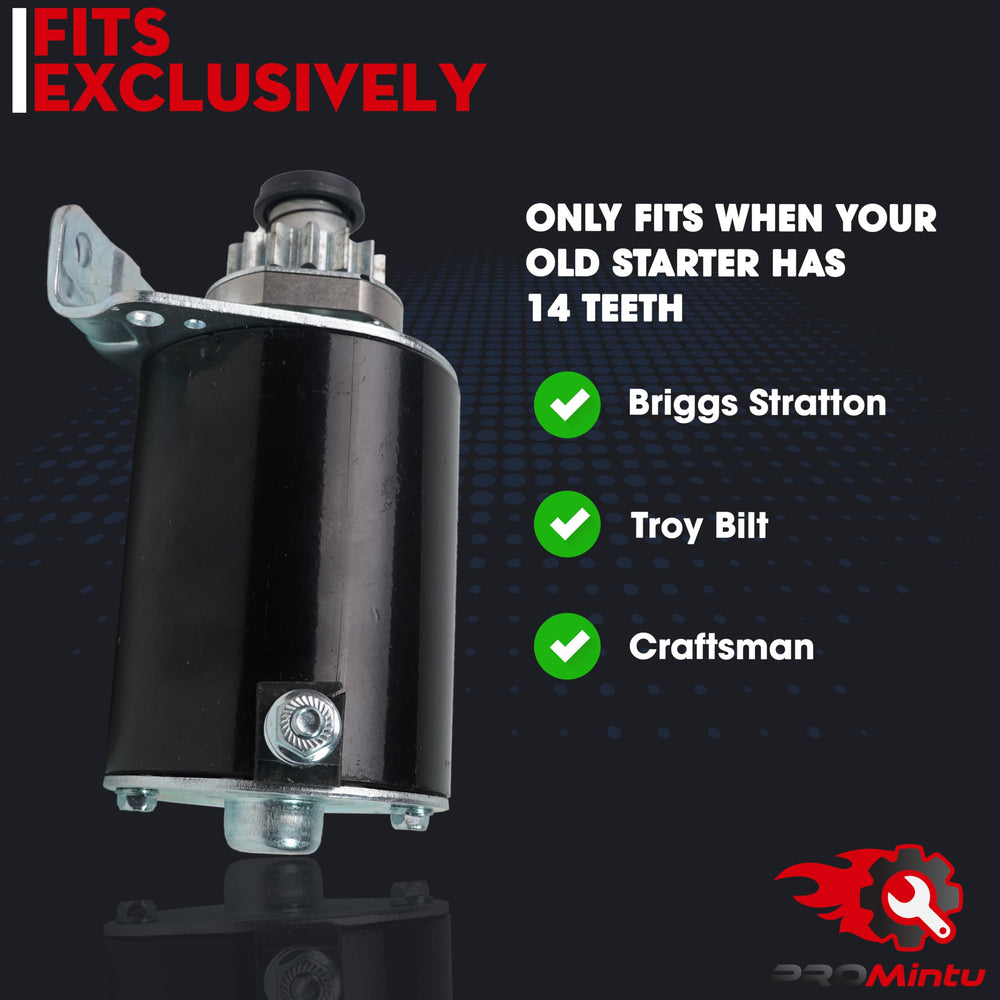 ProMintu starter 14-tooth pinion close-up ensures correct tooth match