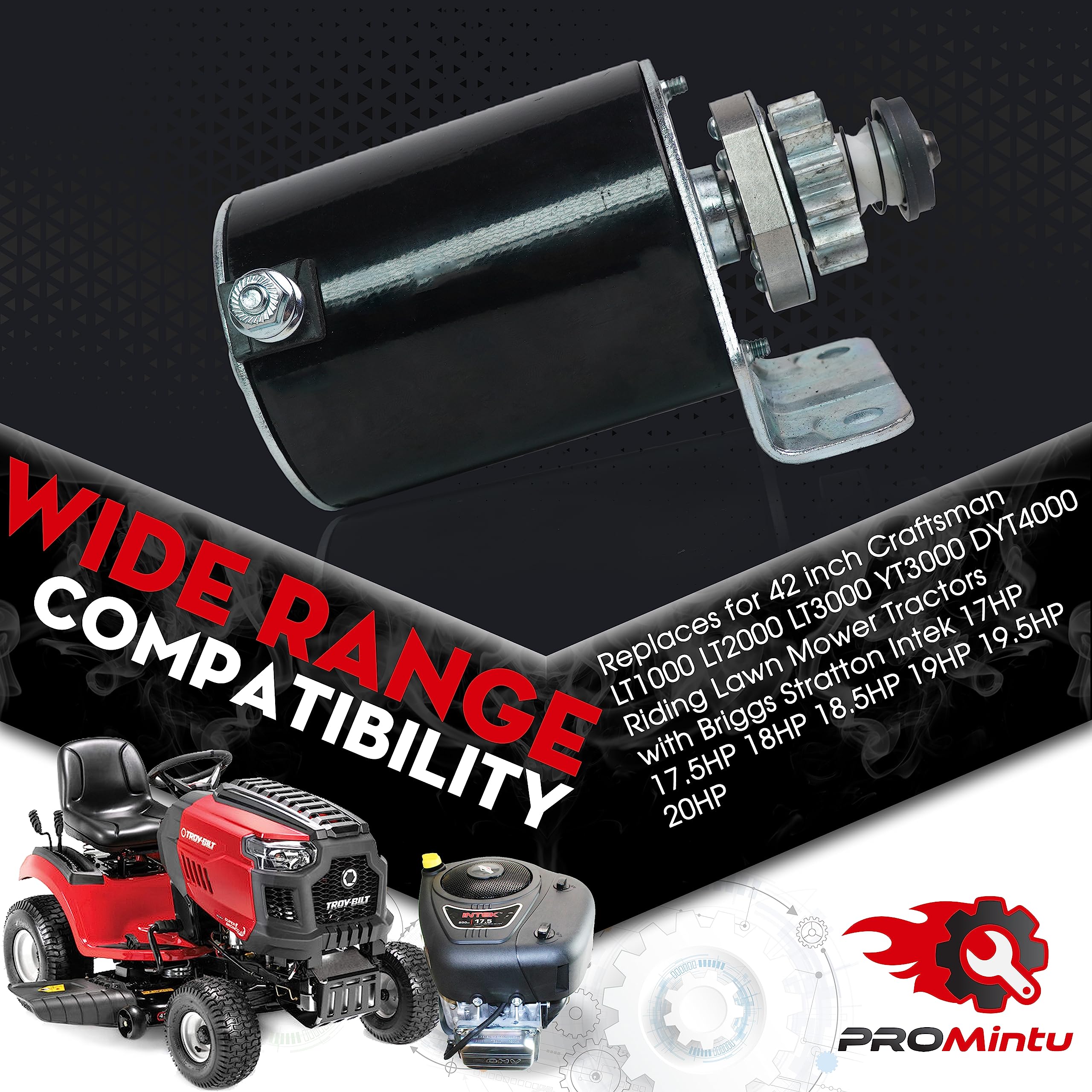 ProMintu starter side profile with label for model and part verification