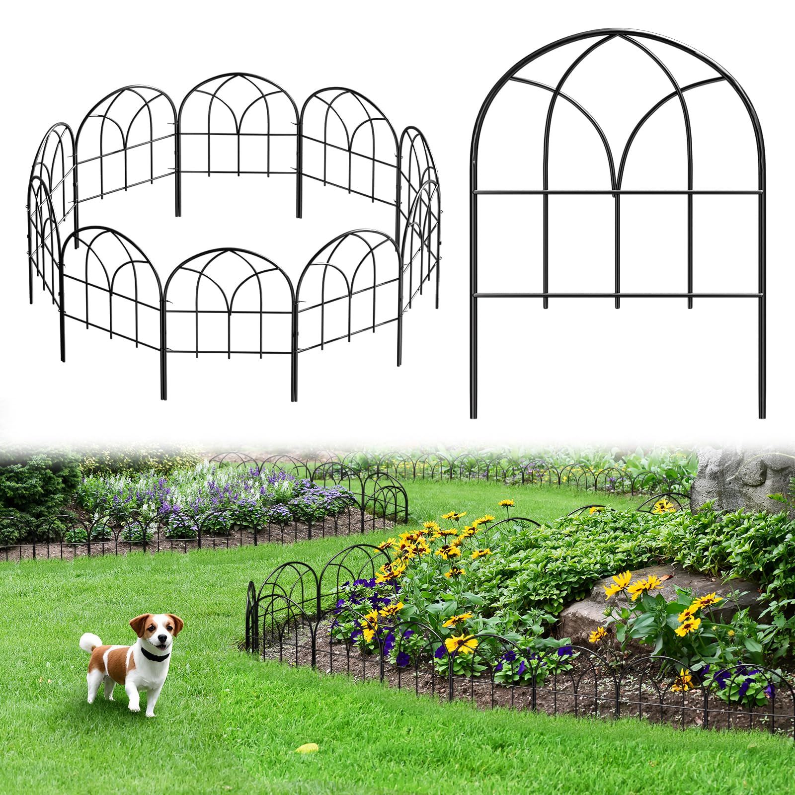 Promitop front view of 10-pack fence showing neat garden edging benefit
