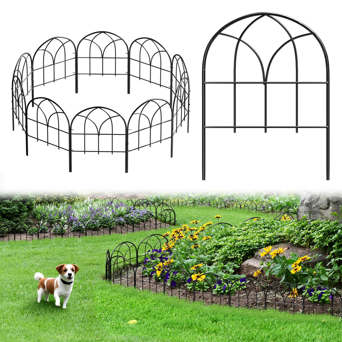 Promitop front view of 10-pack fence showing neat garden edging benefit