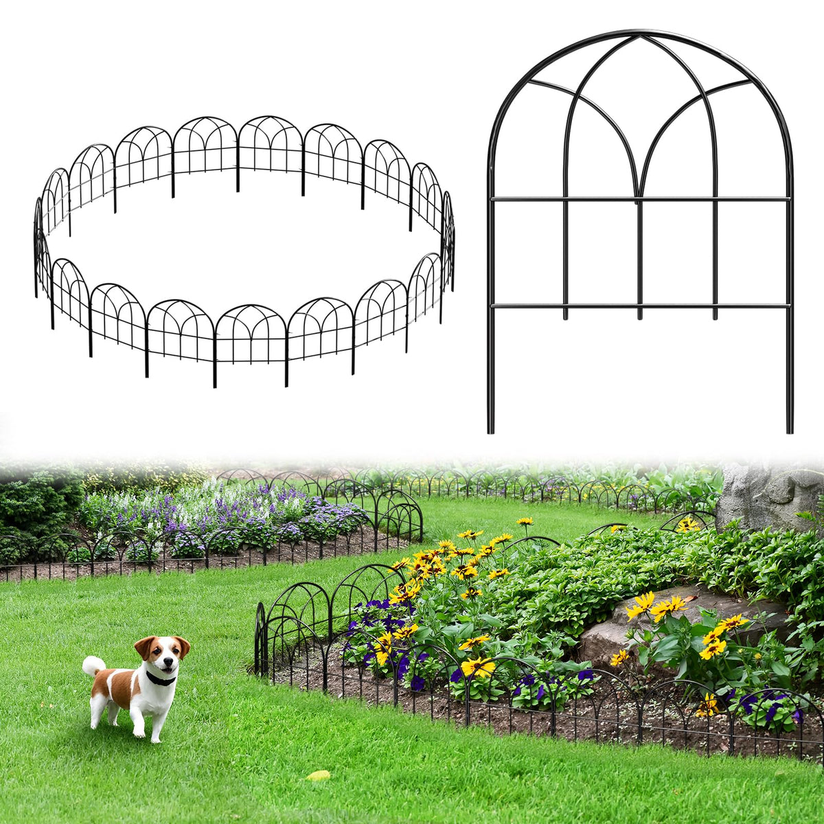 promitop front view of full 19-panel pack showing neat assembled border benefit: clear garden definition