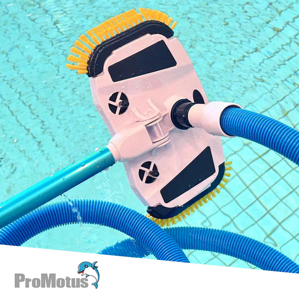 ProMotus retail packaging and label emphasizing durable pool-grade construction