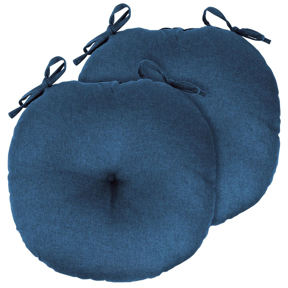 PRONOUS navy front view showing tufted round cushion and visual appeal