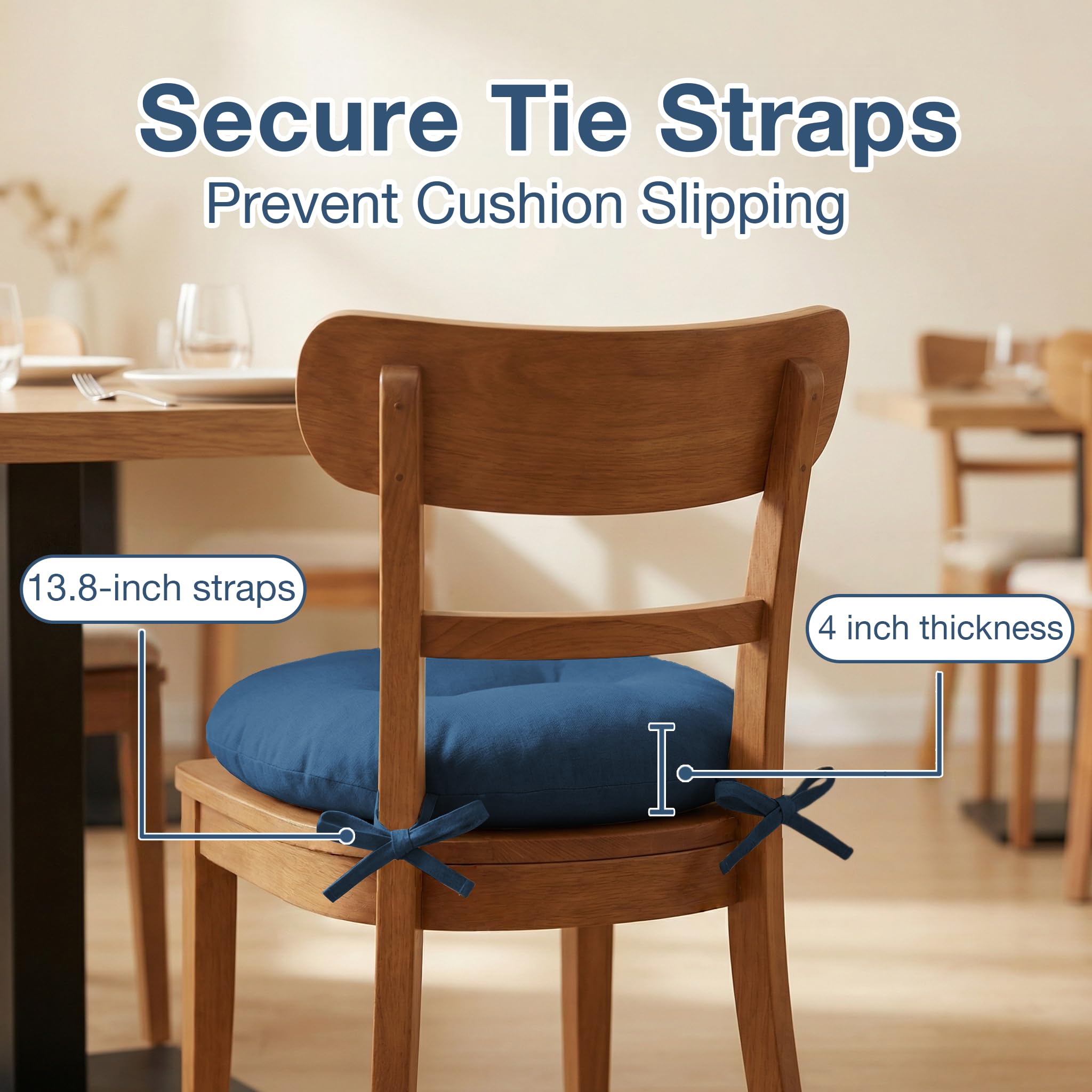 PRONOUS cushion placed on bistro chair demonstrating fit and comfort