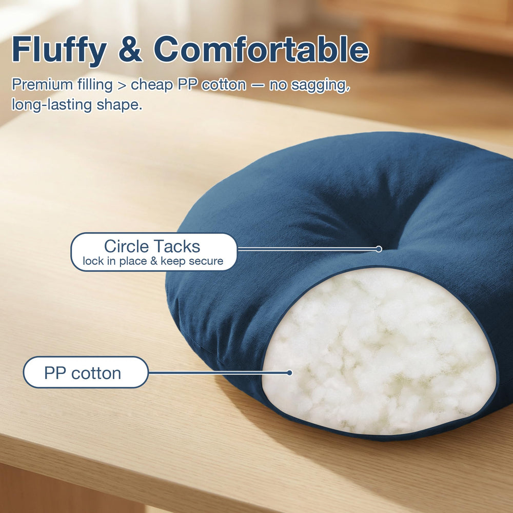 PRONOUS close detail of attached ties keeping cushion secured
