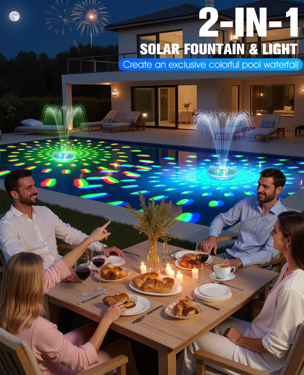 ProSplash floating in pool lifestyle shot adding ambiance and relaxing sound