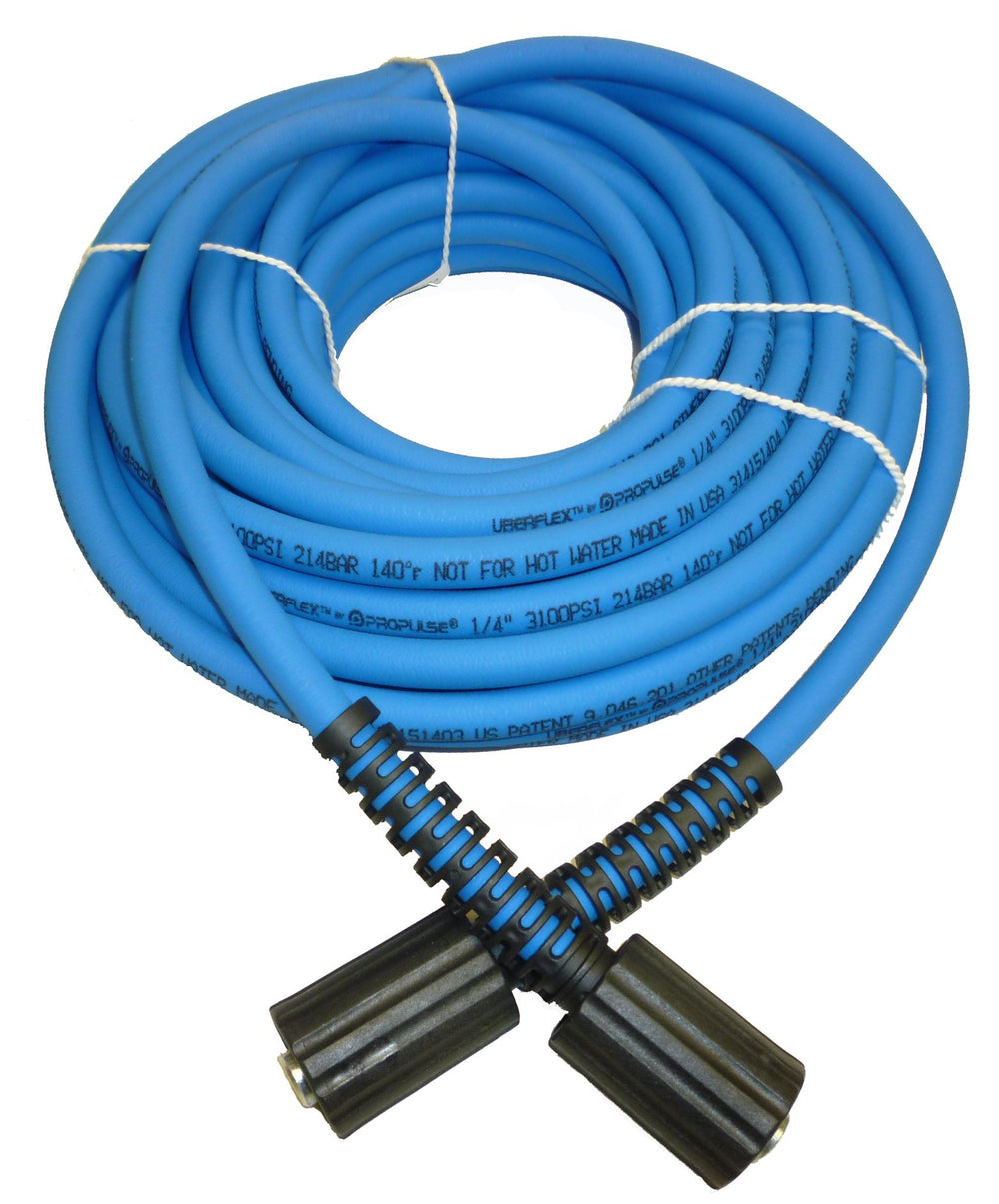 ProPulse Blue UBERFLEX front view showing hose coil and connectors, durable handling benefit
