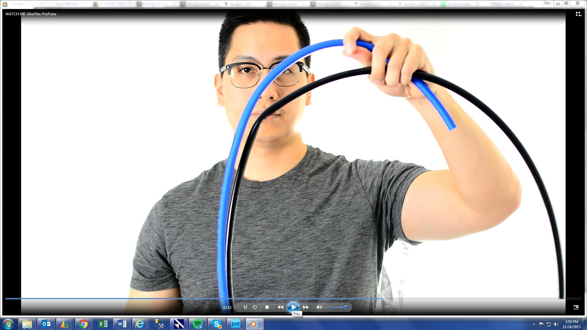 ProPulse hose next to tape measure showing 30-foot length and compact storage benefit
