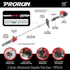 PRORUN engine and 20.3 fl. oz fuel tank close-up for longer runtime benefit