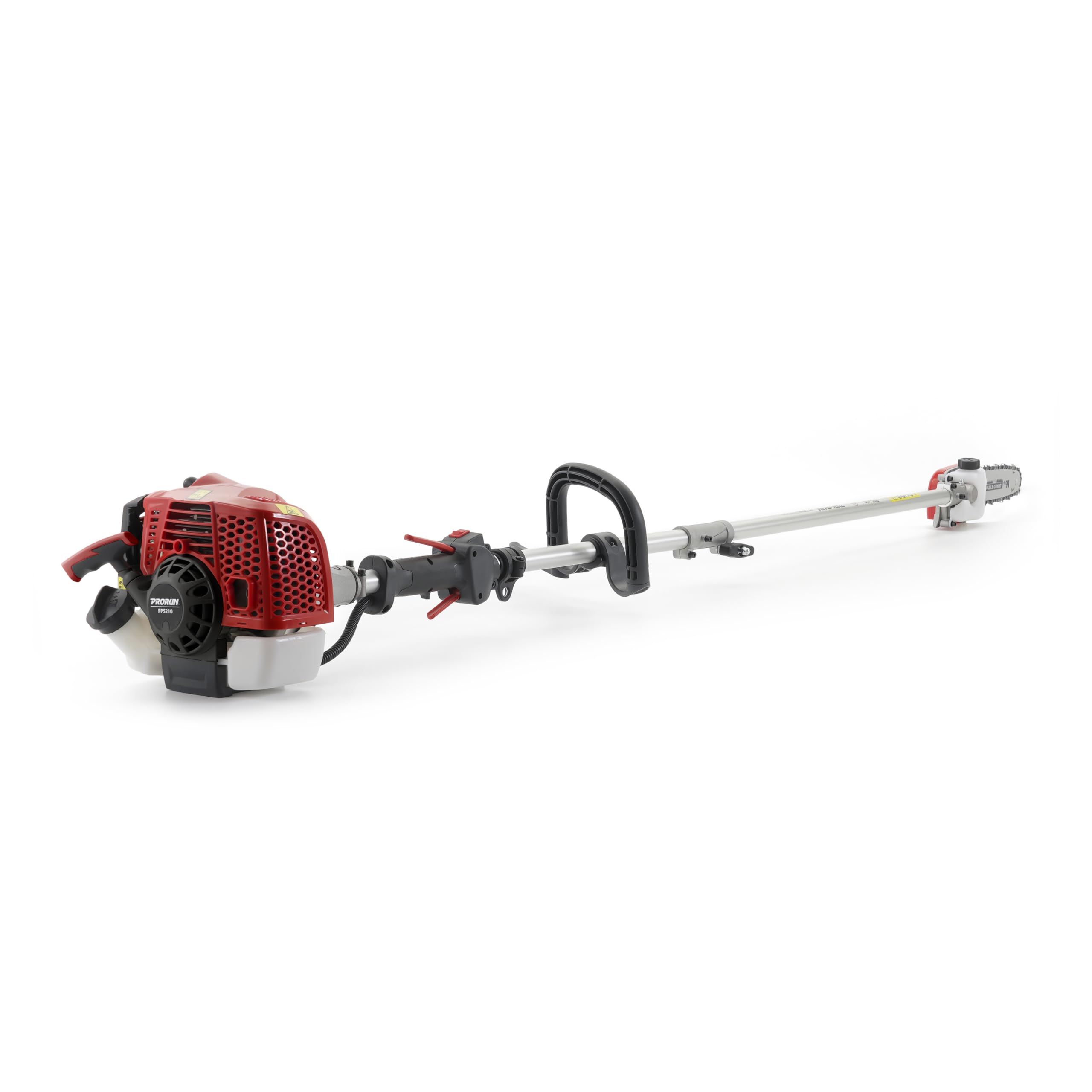 PRORUN pole saw front view showing whole unit and professional build benefit