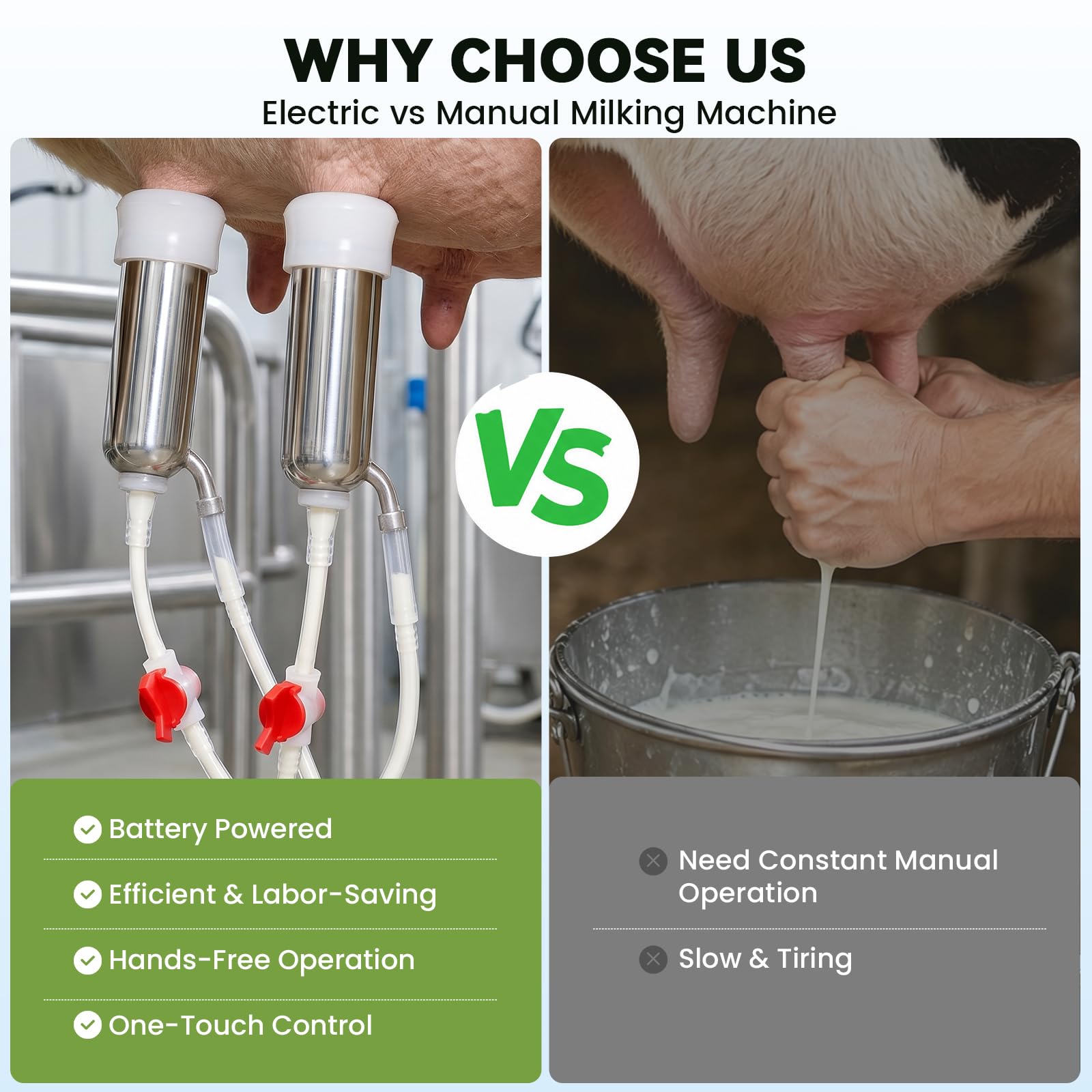 Proshine close-up of goat and cow teat cups demonstrating comfort fit