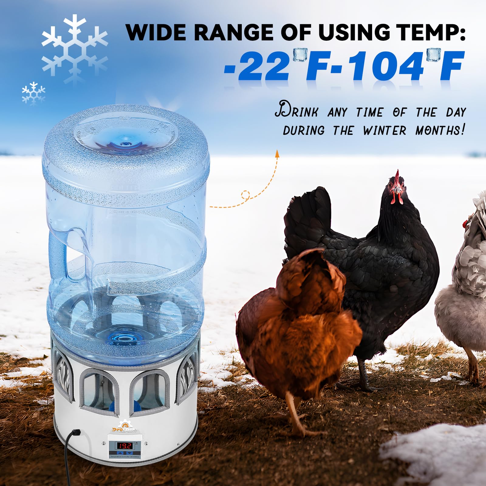 Proshine detail of eight drinking outlets, allows multiple chickens to drink
