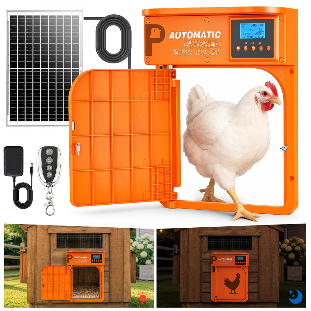 Proshine front view of coop door showing secure closure and easy install