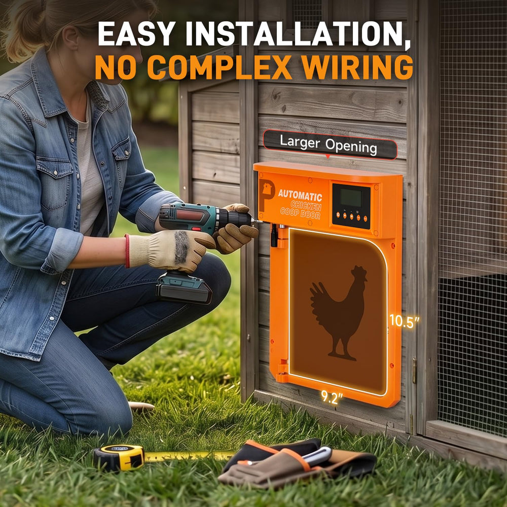 Proshine installed on backyard coop illustrating safer, automated access