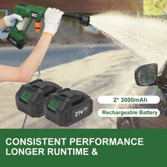 Prostormer dual 3.0Ah batteries and charger displayed for extended runtime