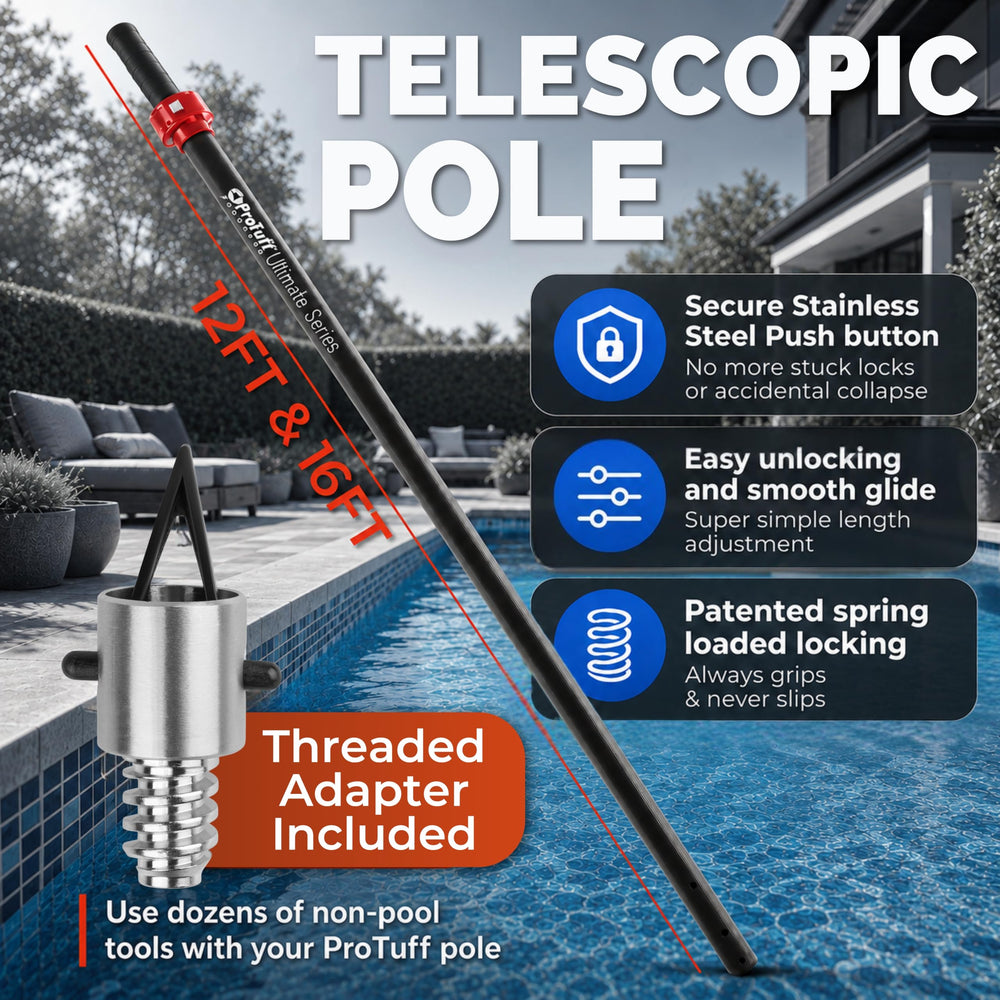 ProTuff brushing pool tile close-up, thorough cleaning benefit