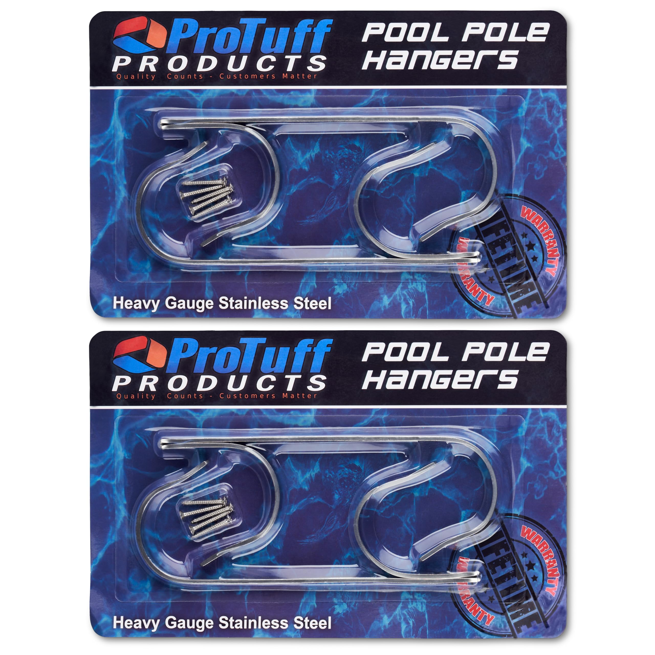 ProTuff hangers on pool deck fence demonstrating tidy outdoor storage