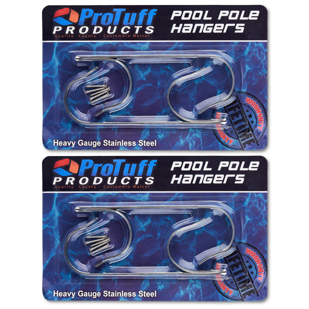 ProTuff hangers on pool deck fence demonstrating tidy outdoor storage