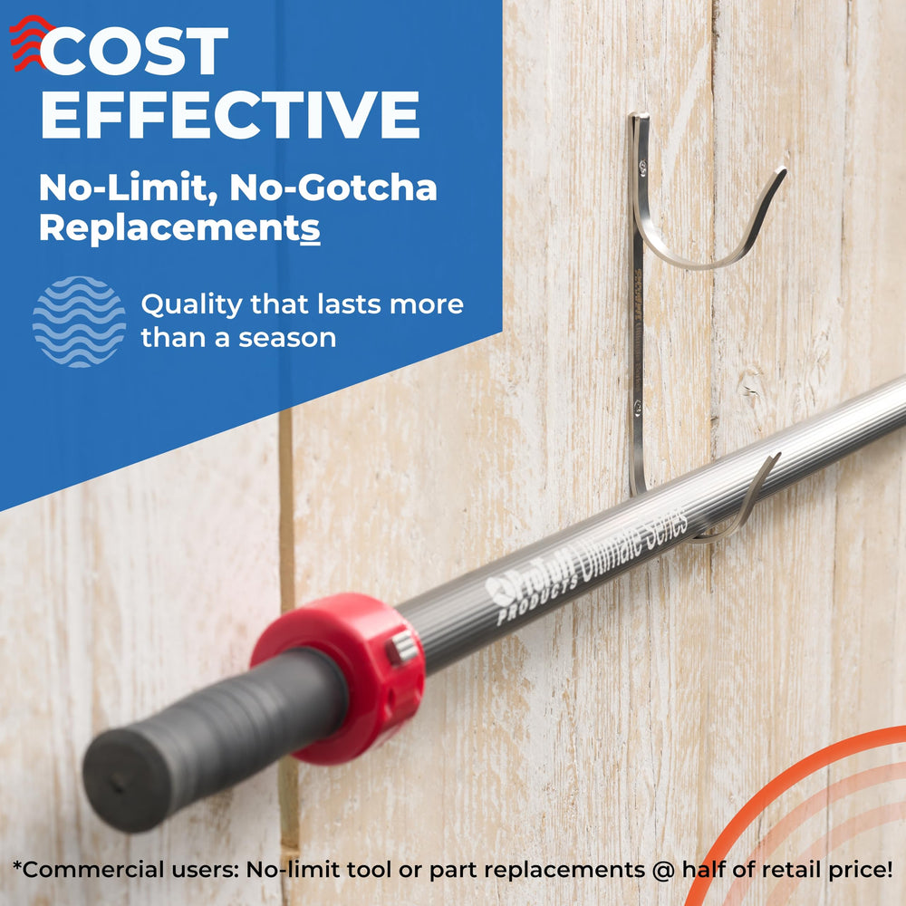 ProTuff hangers mounted with pool poles organized and easy-to-grab
