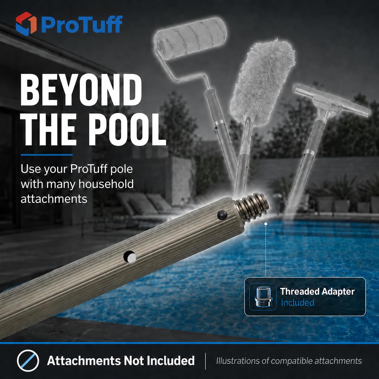 ProTuff pole beside person for scale, easy maneuverability benefit