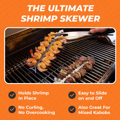 Proud Grill pointed tip detail piercing food for secure threading