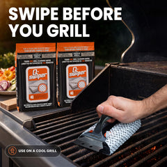 Proud Grill stainless steel scraper detail removes burnt-on food