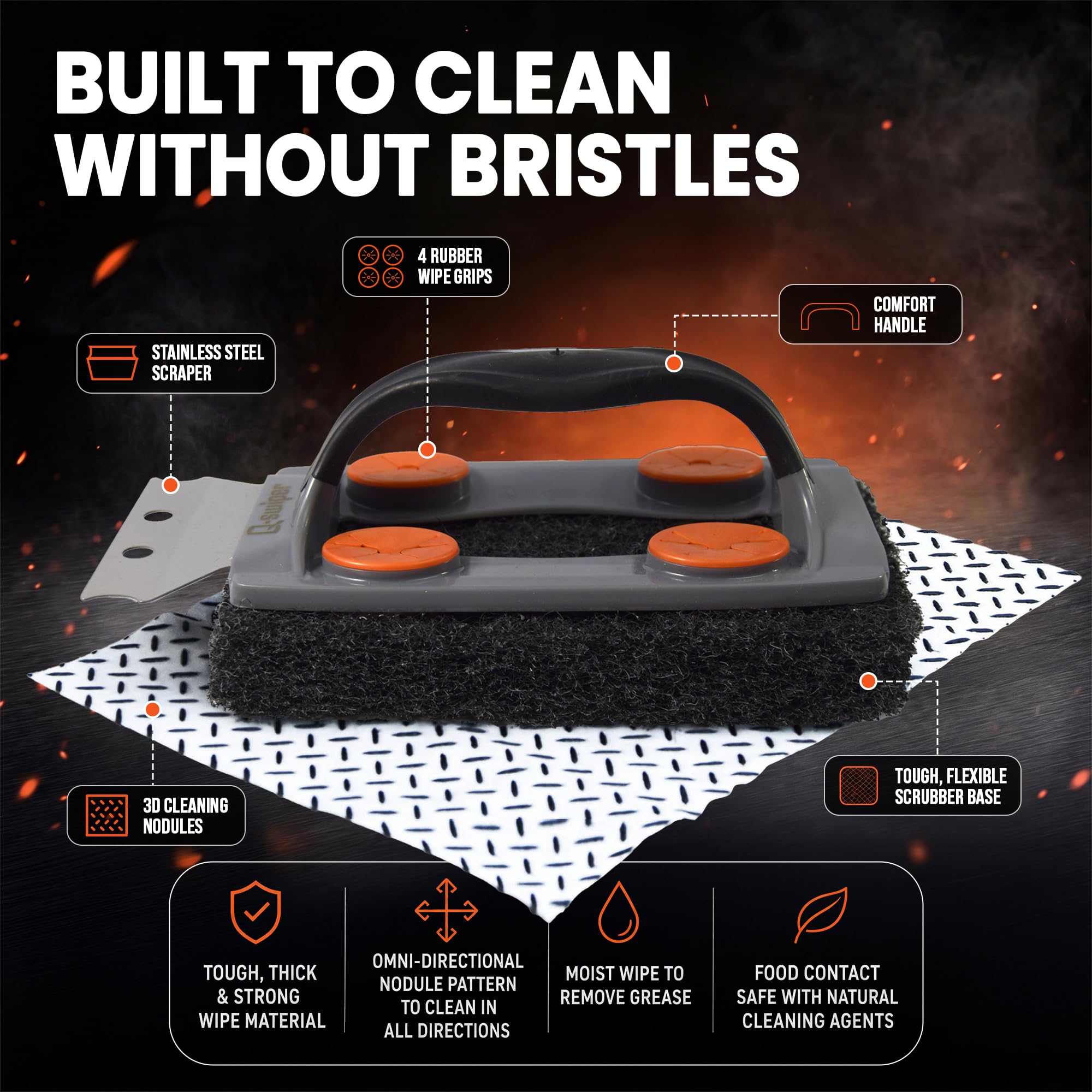 Proud Grill close-up of wipe texture nodules for deeper grease removal