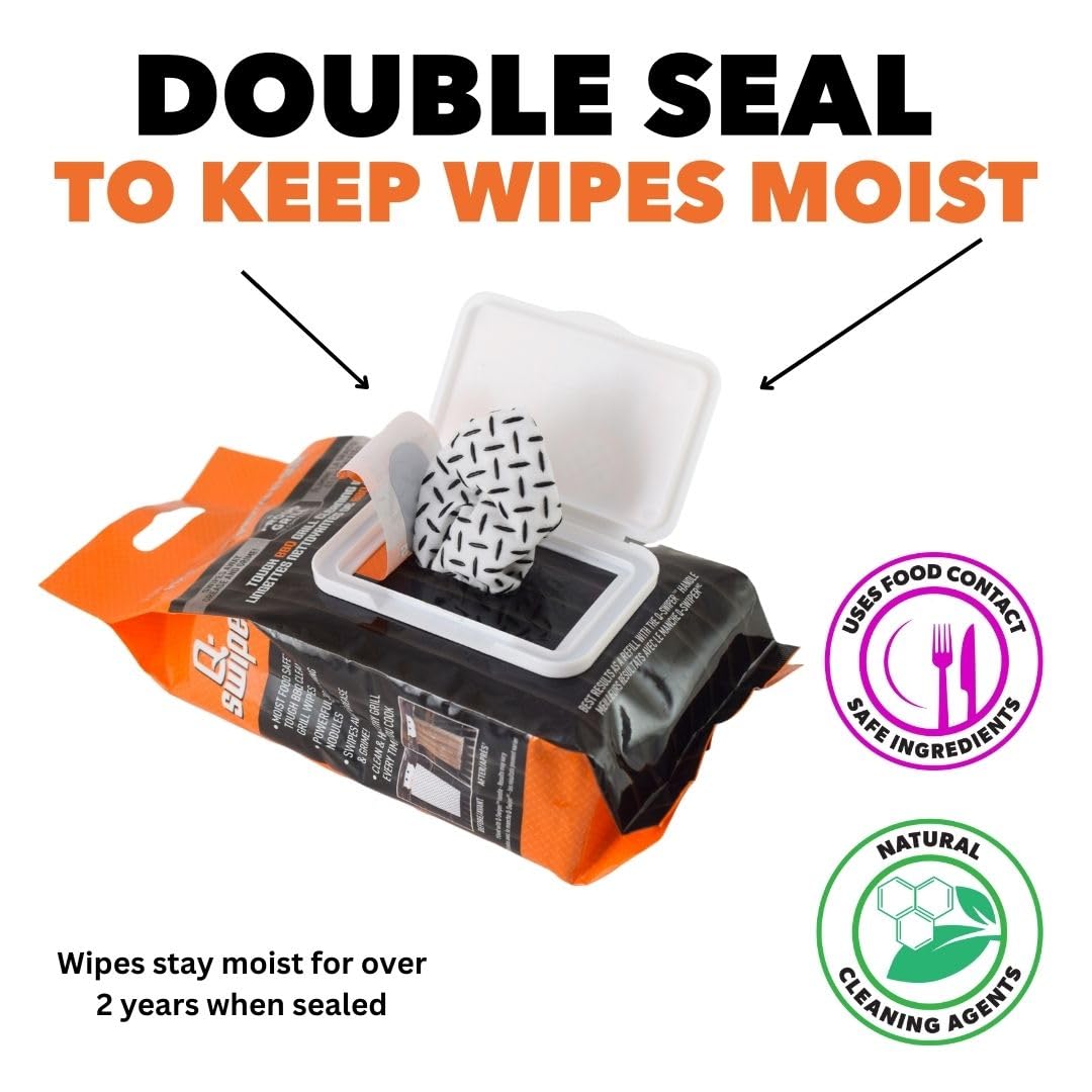 Proud Grill Company brush head with disposable wipe attached to absorb grease efficiently