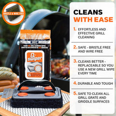 Proud Grill Company stainless steel scraper close-up removing stubborn residue