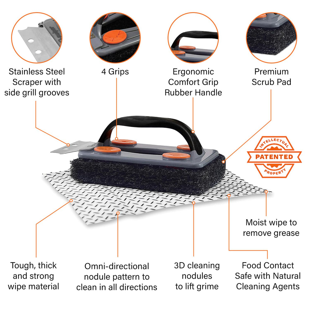 Proud Grill Company open tub of pre-moistened wipes for fast grease removal