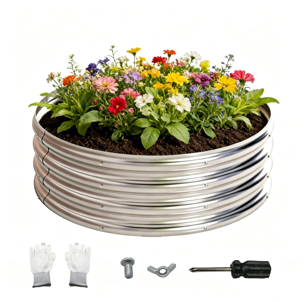 PROWORX front view of 36-inch fire pit ring showing durable galvanized finish and portability benefit