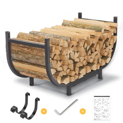 PROWORX front view of curved rack showing tidy log storage and modern look
