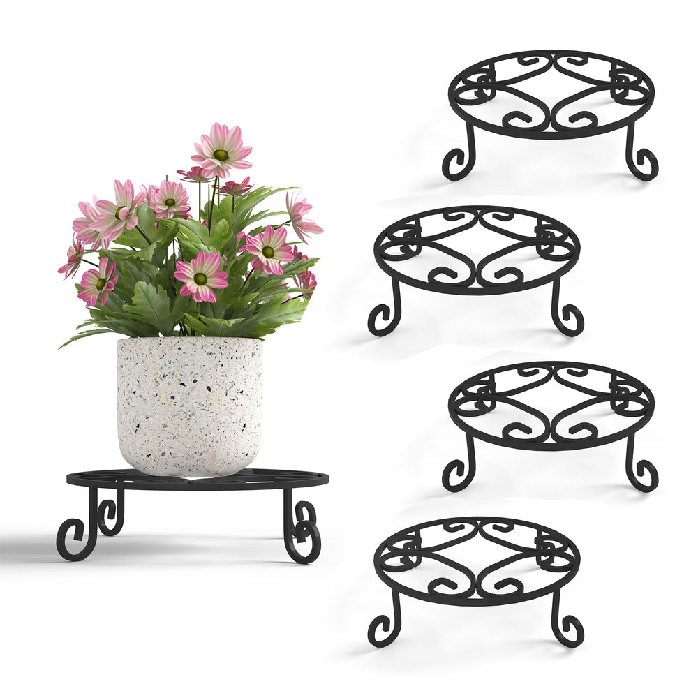 PROWORX front view of 10-inch round metal plant stand showing robust design and sleek finish