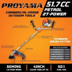PROYAMA engine closeup highlighting powerful 51.7cc motor and cooling fins