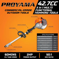 PROYAMA engine close-up highlighting quick-start mechanism and reliable power