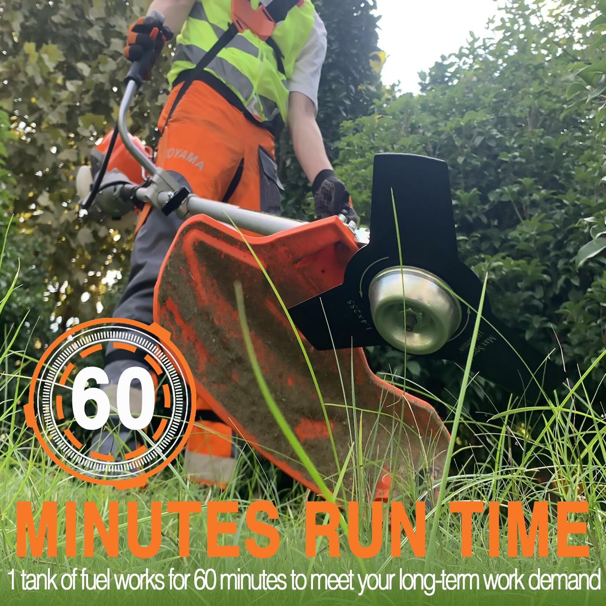 PROYAMA metal blade attachment displayed for heavy brush cutting power