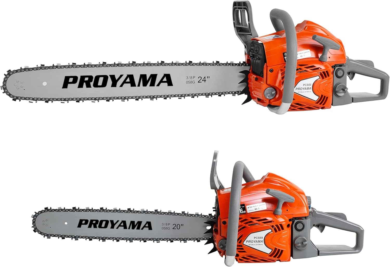PROYAMA size comparison next to log showing scale and cutting capacity