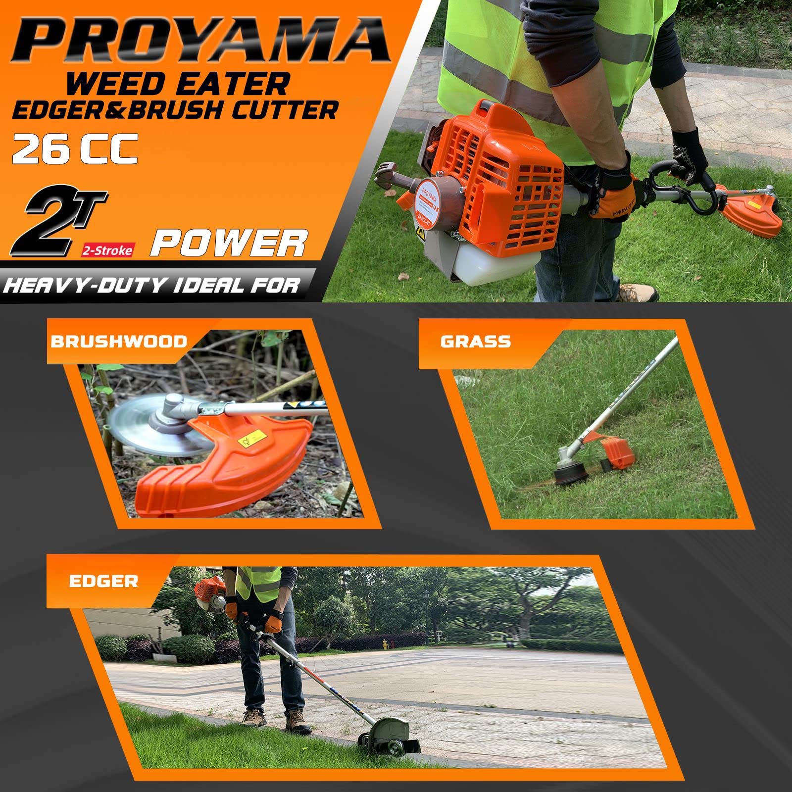 PROYAMA trimmer in use cutting grass demonstrating efficient trimming