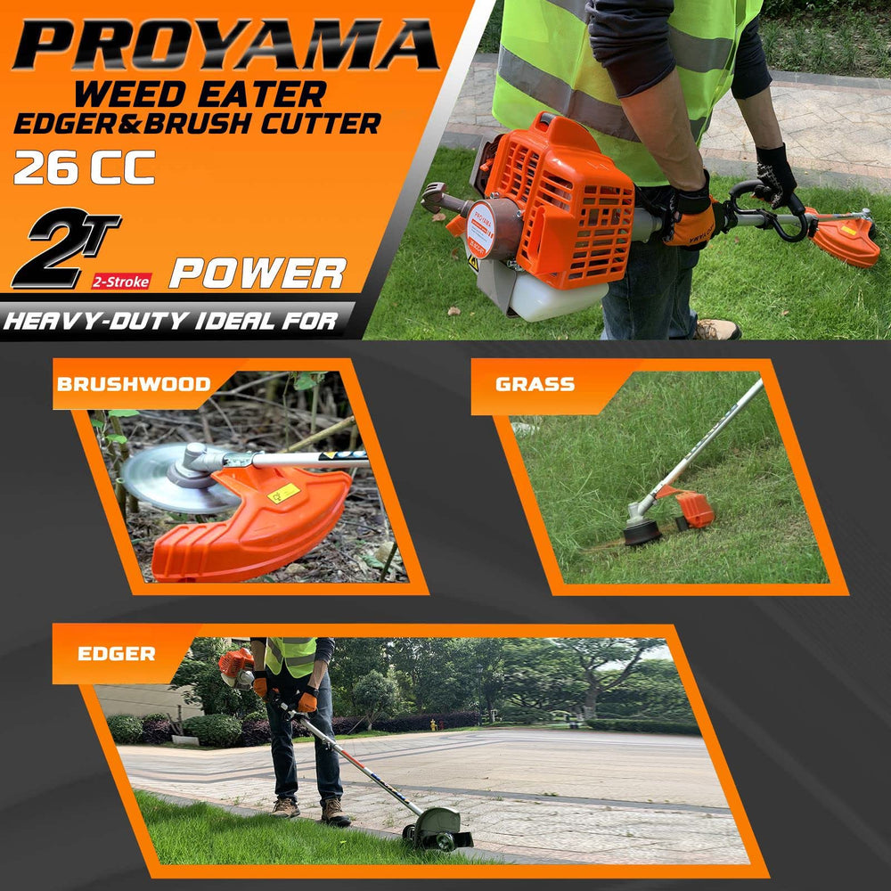 PROYAMA trimmer in use cutting grass demonstrating efficient trimming