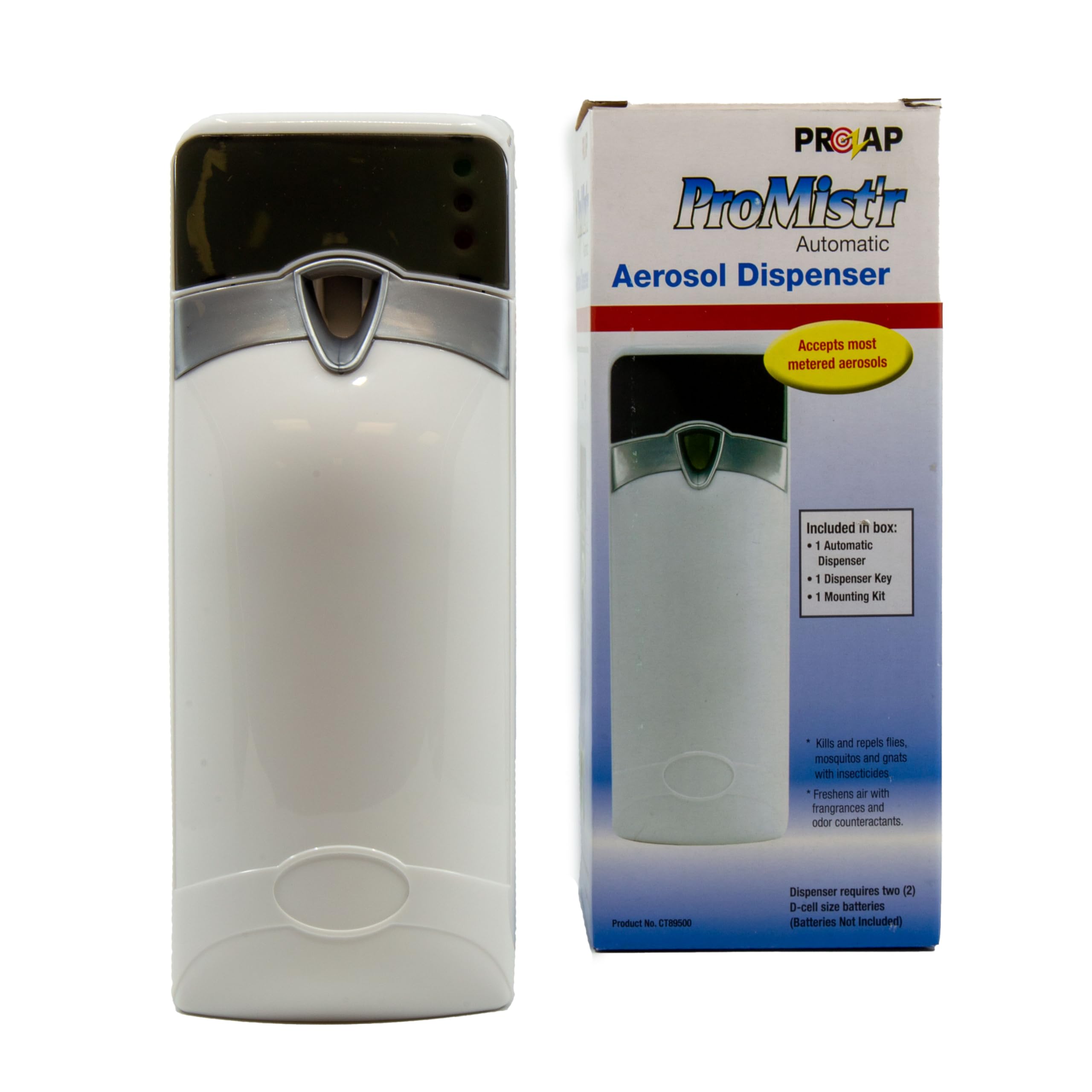 Prozap ProMist’r II front view showing compact dispenser and discreet profile benefit odor and insect control