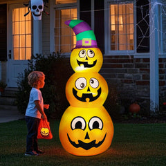Prsildan front view of stacked pumpkins showing cheerful Halloween curb appeal