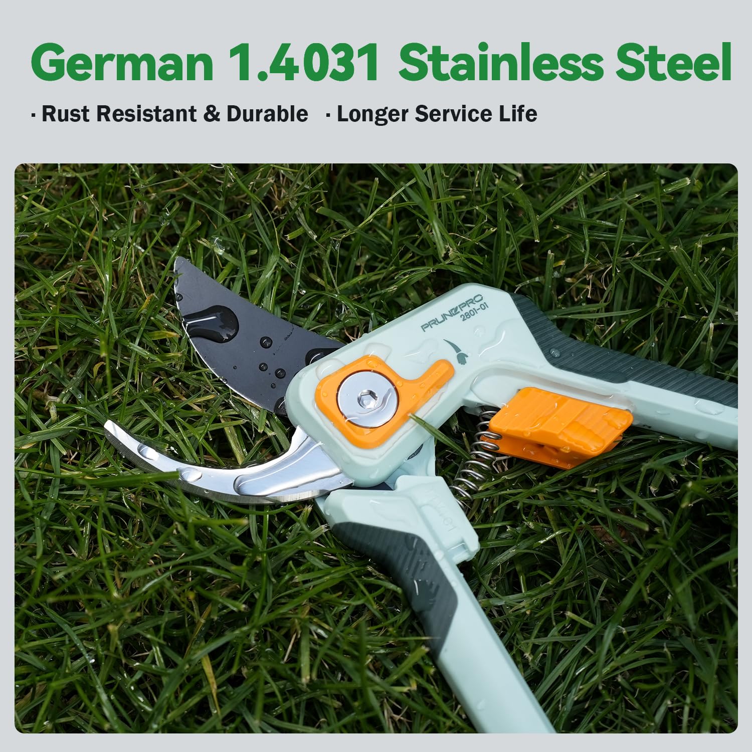 PrunePro blade close-up with Teflon coating for rust resistance